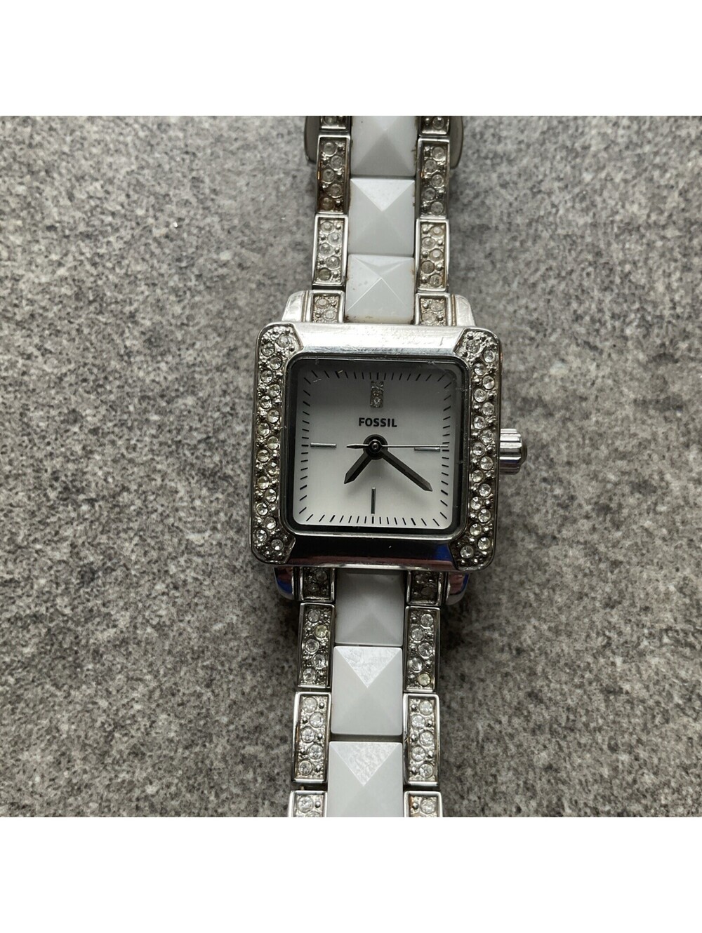 Fossil Women's Ceramic Watch CE1019 Crystals Rhinestone MOP Crystal Accents A12